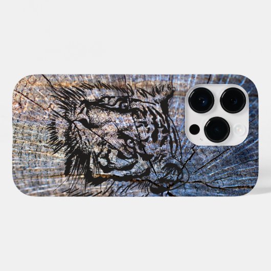 Wooden Tiger Blue Case-Mate iPhone Case (Achterkant (horizontaal))