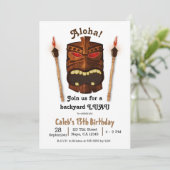 Wooden Tiki Aloha Polynesiaans Masker Luau Birthda Kaart (Staand voorkant)