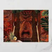 Wooden Tiki Hawaiian Gold Wedding Folie Uitnodiging (Achterkant)