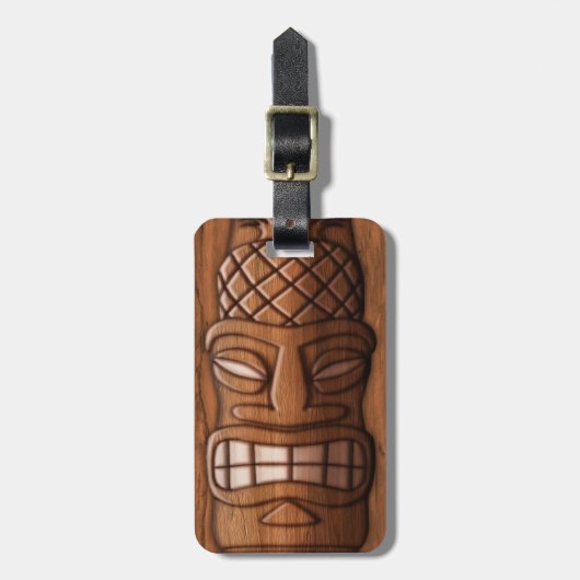 Wooden Tiki Mask Bagagelabel (Voorkant verticaal)