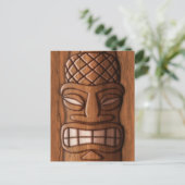 Wooden Tiki Mask Briefkaart (Staand voorkant)