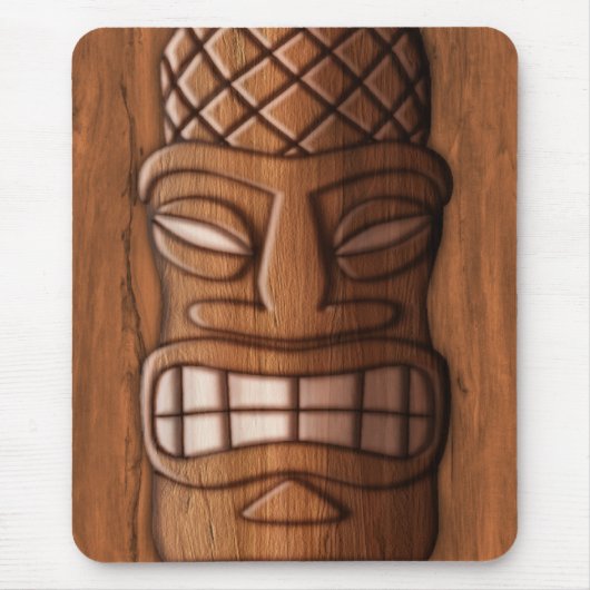 Wooden Tiki Mask Muismat (Voorkant)