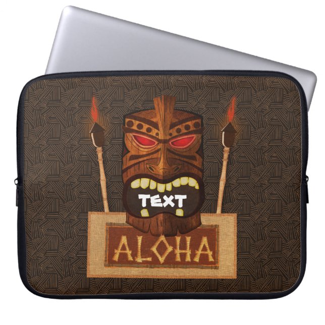 Wooden Tiki Mask  Retro ALOHA Hawaiian Laptop Sleeve (Voorkant)