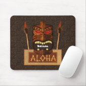 Wooden Tiki Mask  Retro ALOHA Hawaiian Muismat (Met muis)