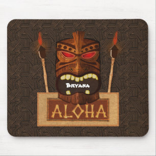 Wooden Tiki Mask  Retro ALOHA Hawaiian Muismat