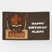 Wooden Tiki Mask Retro ALOHA Hawaiian Spandoek (Horizontaal)
