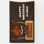 Wooden Tiki Mask  Retro ALOHA Hawaiian Spandoek (Verticaal)