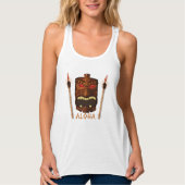 Wooden Tiki Mask  Retro ALOHA Hawaiian Tanktop (Voorkant)