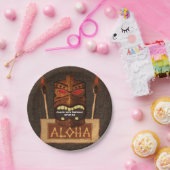 Wooden Tiki Mask  Retro ALOHA Summer Party Papieren Bordje (Feest)