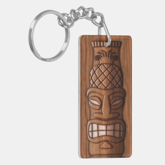 Wooden Tiki Mask Sleutelhanger (Voorkant Links)