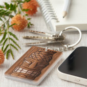 Wooden Tiki Mask Sleutelhanger (Voorkant Rechts)