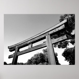 Wooden Torii van Meiji Shrine, Tokio Poster