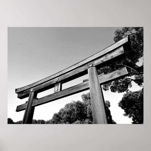 Wooden Torii van Meiji Shrine, Tokio Poster (Voorkant)