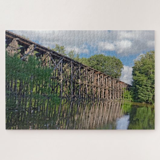 Wooden Train Trestle Over a River Legpuzzel (Horizontaal)