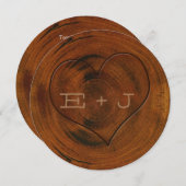 Wooden Tree Stump Carved Heart Weddenschap Kaart (Voorkant / Achterkant)