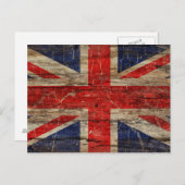 Wooden  Union Jack Flag Briefkaart (Voorkant / Achterkant)