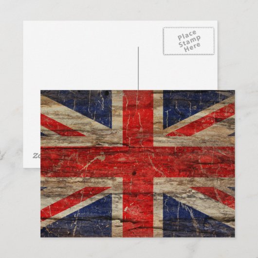 Wooden Union Jack Flag Briefkaart (Voorkant / Achterkant)