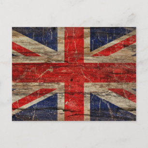 Wooden  Union Jack Flag Briefkaart