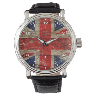 Wooden  Union Jack Flag Horloge