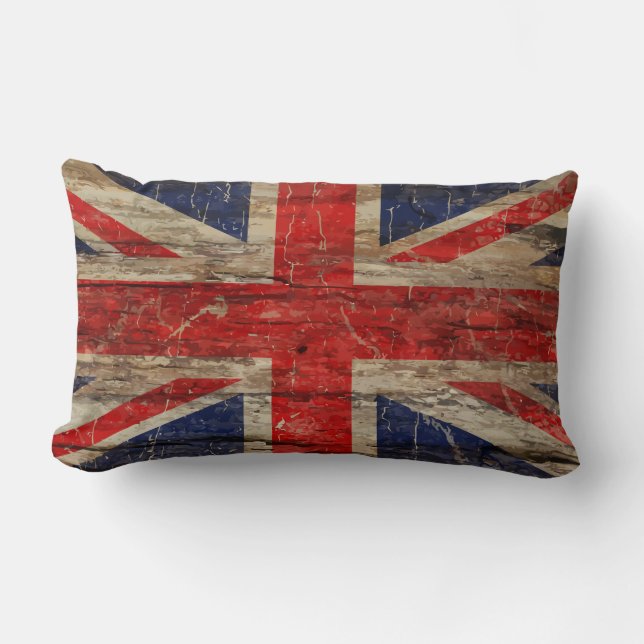Wooden  Union Jack Flag Kussen (Voorkant)