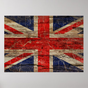Wooden  Union Jack Flag Poster