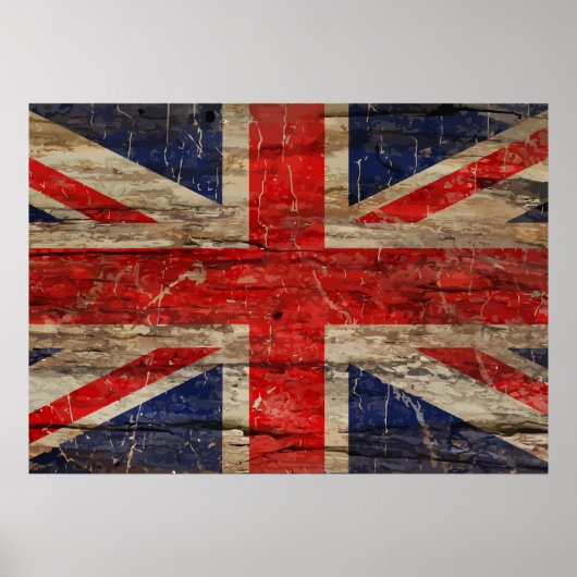 Wooden  Union Jack Flag Poster (Voorkant)