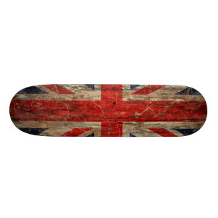 Wooden Union Jack Flag Skateboard