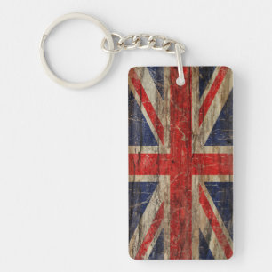 Wooden  Union Jack Flag Sleutelhanger