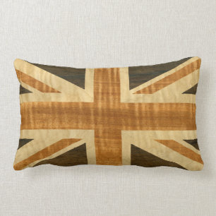 Wooden Union Jack UK vlag Kussen