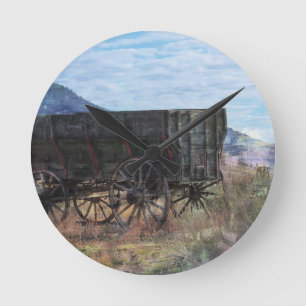 Wooden Wagon Clock Ronde Klok
