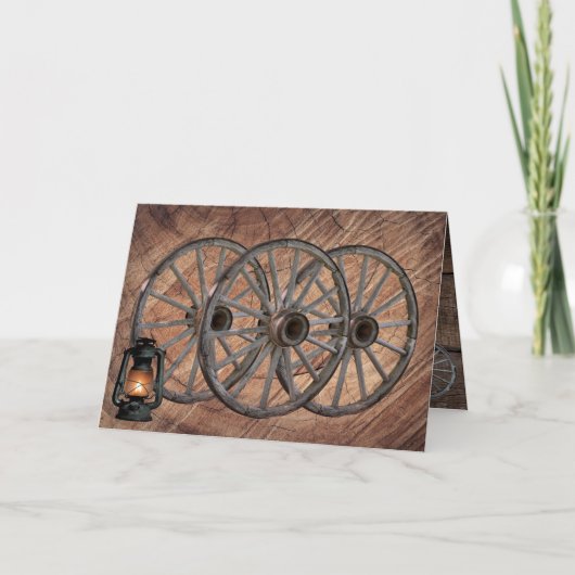 Wooden Wagon Wheels Card Kaart (Voorkant)