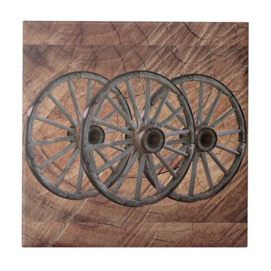Wooden Wagon Wheels Tegeltje (Voorkant)