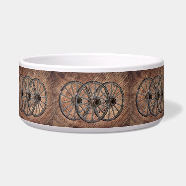  Wooden Wagon Wheels Voerbakje (Voorkant)