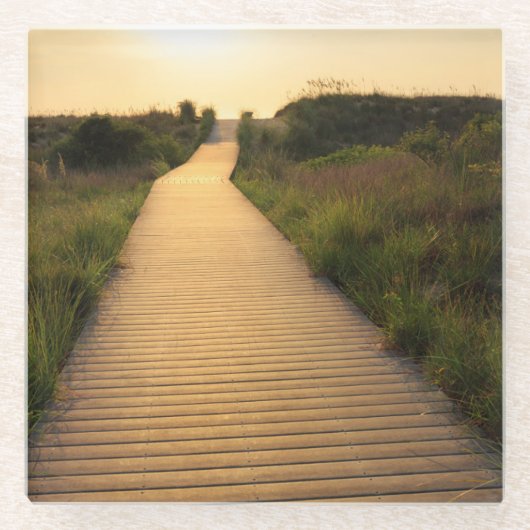 Wooden Walkway to Beach Glazen Onderzetter (Voorkant)