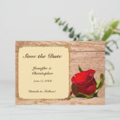 Wooden Wall en Red Rose sparen de Date Kaart (Staand voorkant)