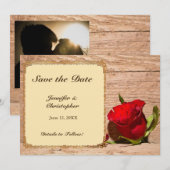 Wooden Wall en Red Rose sparen de Date Kaart (Voorkant / Achterkant)