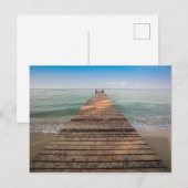 Wooden Wandelpad en Zee in de zomer Briefkaart (Voorkant / Achterkant)