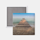 Wooden Wandelpad en Zee in de zomer Magneet (Voorkant / Achterkant)
