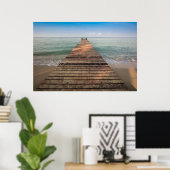 Wooden Wandelpad en Zee in de zomer Poster (Thuiskantoor)