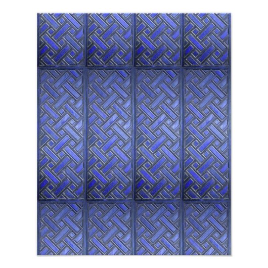 Wooden Weave Pattern Blue Foto Afdruk (Voorkant)
