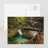 Wooden weg door Vintgar Gorge canyon Briefkaart (Voorkant / Achterkant)