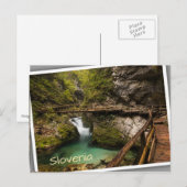 Wooden weg door Vintgar Gorge canyon Briefkaart (Voorkant / Achterkant)