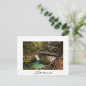 Wooden weg door Vintgar Gorge canyon Briefkaart (Staand voorkant)