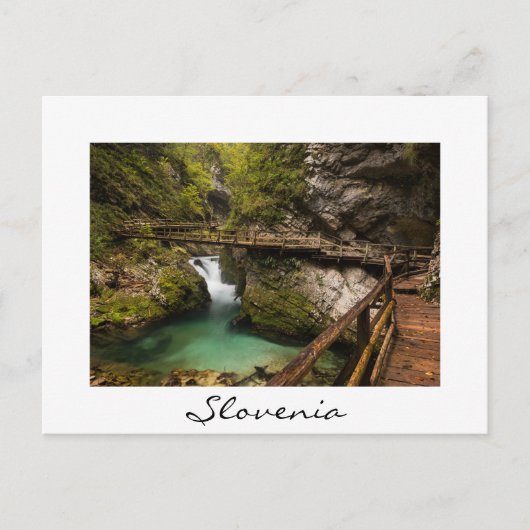 Wooden weg door Vintgar Gorge canyon Briefkaart (Voorkant)