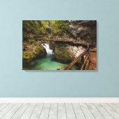 Wooden weg door Vintgar Gorge canyon Canvas Afdruk (Insitu (Houten vloer))