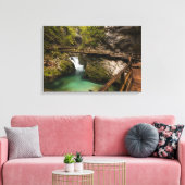 Wooden weg door Vintgar Gorge canyon Canvas Afdruk (Insitu (Woonkamer))