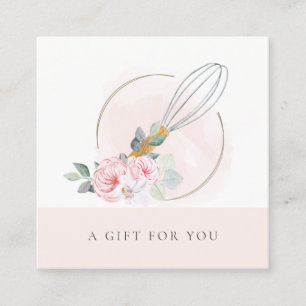 Wooden Whisk Blush Pink Floral Gift Certificate Vierkante Visitekaartje