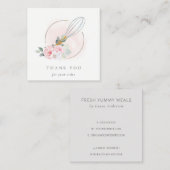 Wooden Whisk Blush Waterverf Flora Chef Dank je Vierkante Visitekaartje (Voorkant / Achterkant)