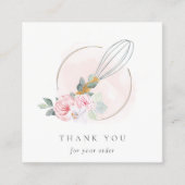 Wooden Whisk Blush Waterverf Flora Chef Dank je Vierkante Visitekaartje (Voorkant)