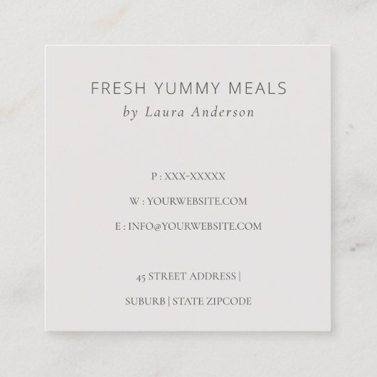 Wooden Whisk Blush Waterverf Flora Chef Dank je Vierkante Visitekaartje (Achterkant)